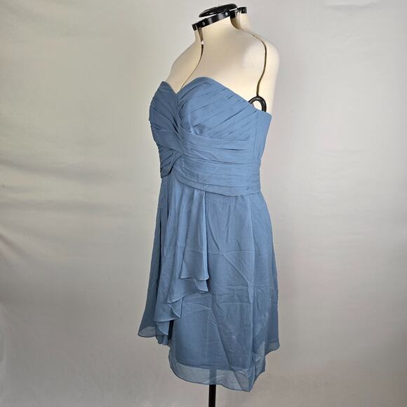 David's Bridal Dress Women's 16 Blue Strapless Mini Ruffles Bridesmaid Prom NWT - Picture 16 of 16